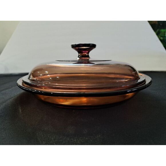 VINTAGE Anchor‎ Hocking Fire King  9" Glass Pie Dish #460 with Pyrex lid - Picture 1 of 7